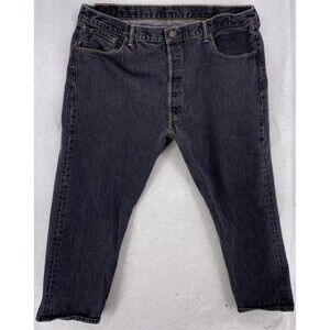 Levi's Mens 501 Jeans 41x29 Regular Fit Dark Wash Denim Button Fly Black Pants